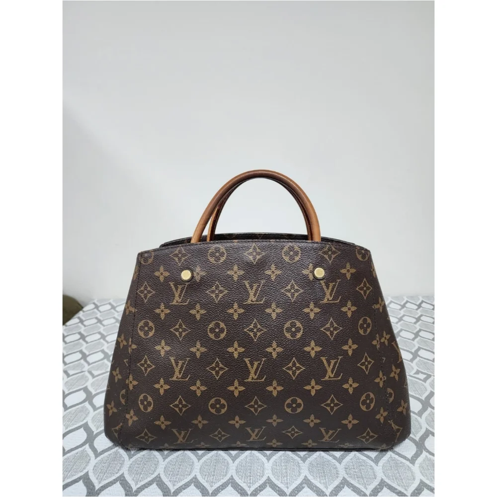 LOUIS VUITTON Monogram Canvas Montaigne MM Bag Brown